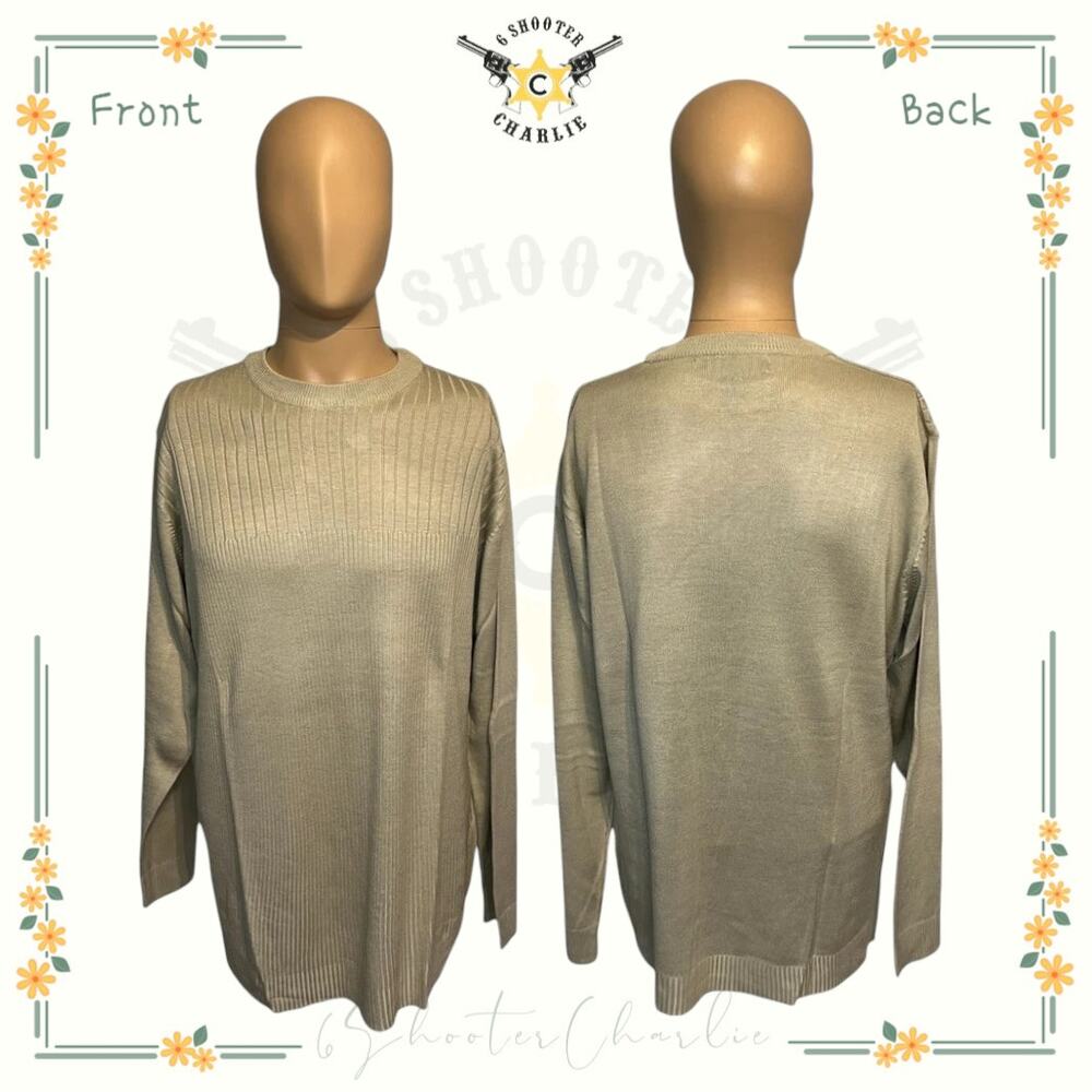 Vintage Protege Collection Ribbed Crewneck Sweater Mens Size Large Tan Pullover